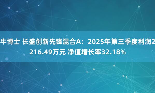 牛博士 长盛创新先锋混合A:2025年第三季度利润2216.49万元 净值增长率32.18%